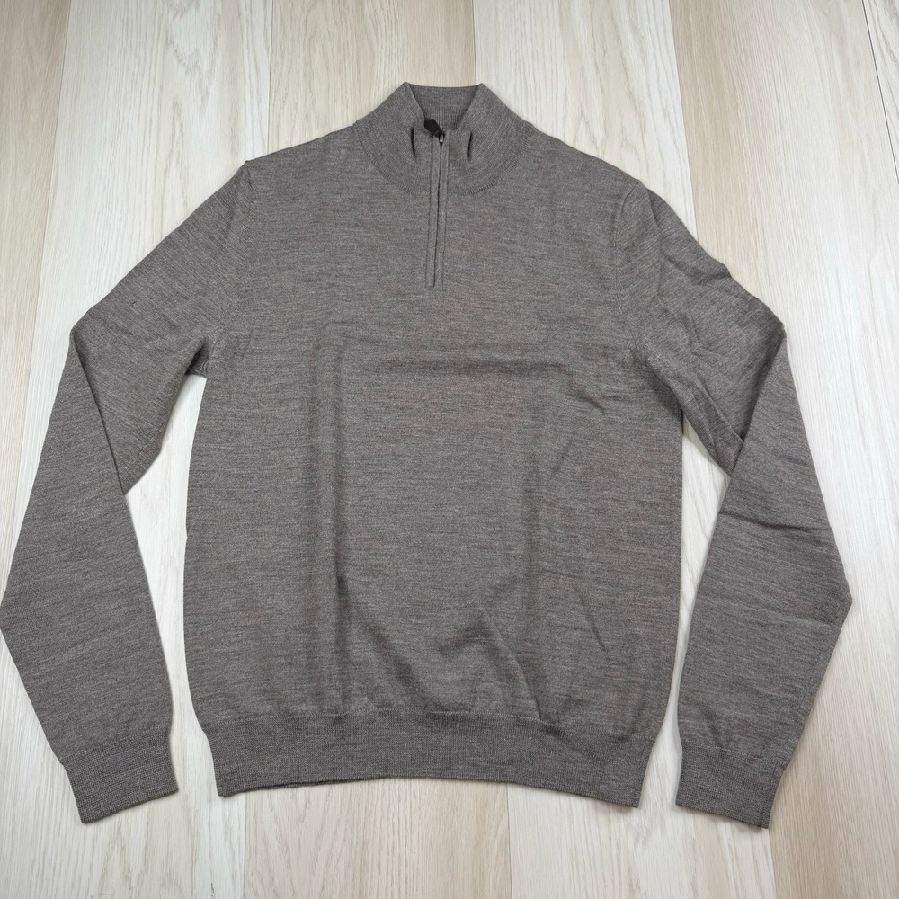 The Men's Store at Bloomingdale's 100% Merino Wool 1/4 Sweater Brown Size Medium